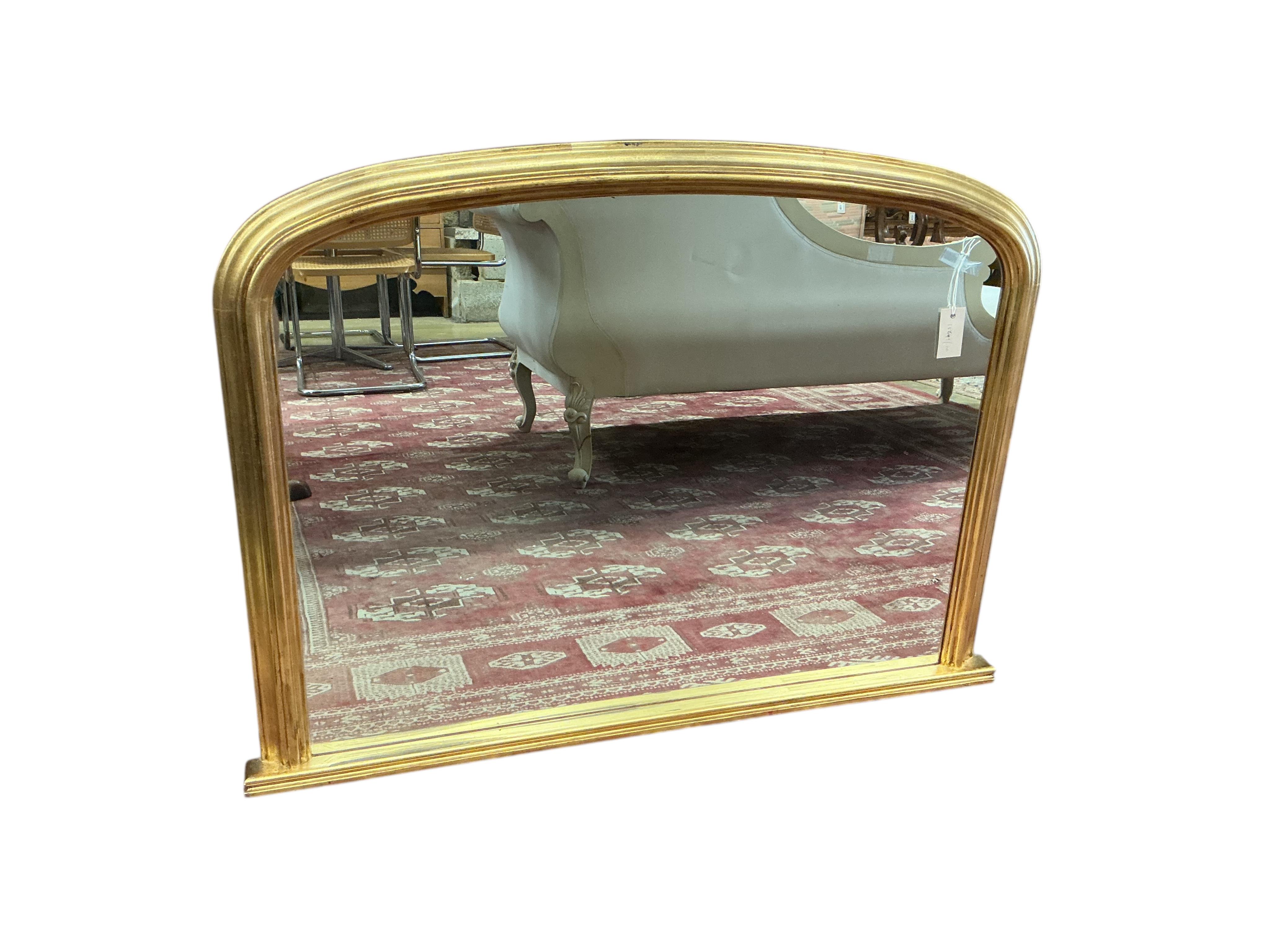 A Victorian style giltwood overmantel mirror, width 114cm, height 83cm